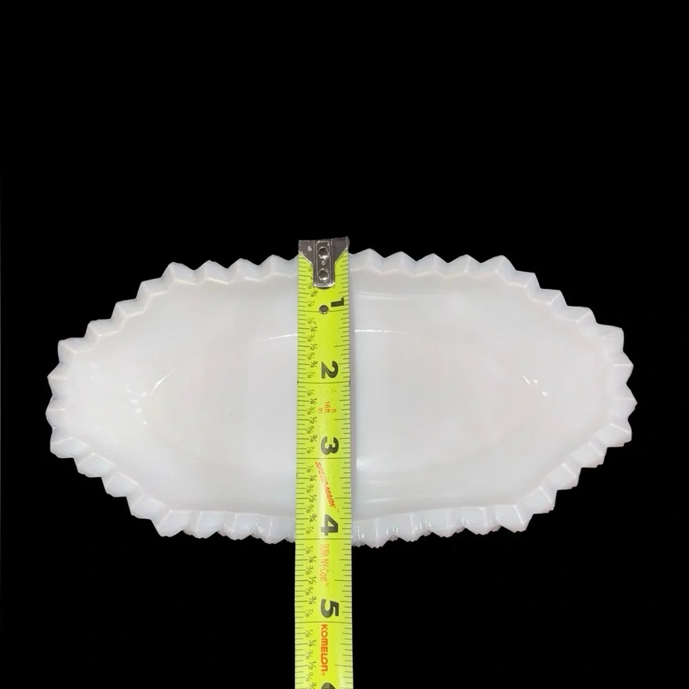 Vintage Westmoreland Milk Glass Pickle Dish English Hobnail Sawtooth Edge